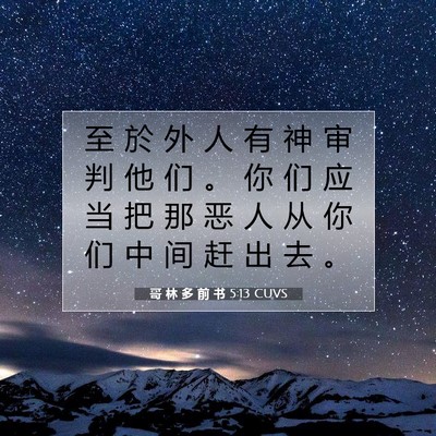 Picture 07 - 哥 林 多 前 书 5:13 CUVS - 至 於 外 人 有 神 审 判 他 们 。 你 - Bible Verse Picture