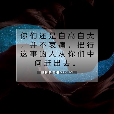 Picture 07 - 哥 林 多 前 书 5:2 CUVS - 你 们 还 是 自 高 自 大 ， 并 不 哀 - Bible Verse Picture