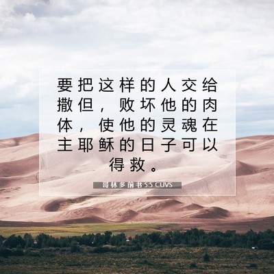 Picture 07 - 哥 林 多 前 书 5:5 CUVS - 要 把 这 样 的 人 交 给 撒 但 ， 败 - Bible Verse Picture