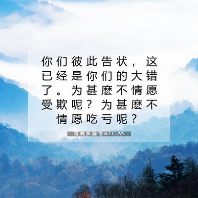 Picture 07 - 哥 林 多 前 书 6:7 CUVS - 你 们 彼 此 告 状 ， 这 已 经 是 你 - Bible Verse Picture