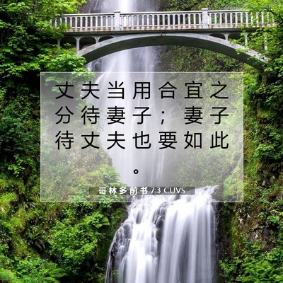 Picture 07 - 哥 林 多 前 书 7:3 CUVS - 丈 夫 当 用 合 宜 之 分 待 妻 子 ； - Bible Verse Picture