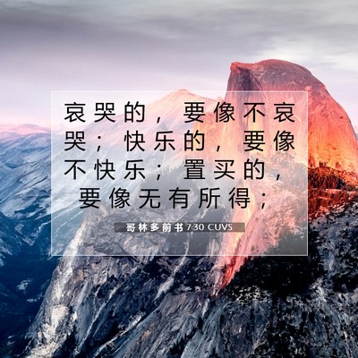 Picture 07 - 哥 林 多 前 书 7:30 CUVS - 哀 哭 的 ， 要 像 不 哀 哭 ； 快 乐 - Bible Verse Picture