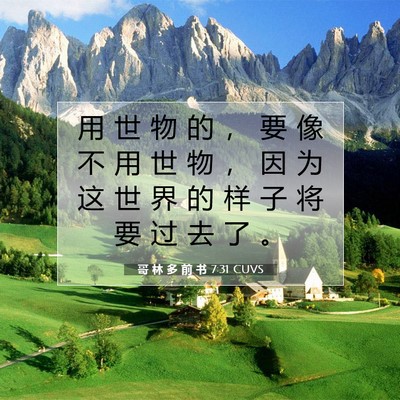 Picture 07 - 哥 林 多 前 书 7:31 CUVS - 用 世 物 的 ， 要 像 不 用 世 物 ， - Bible Verse Picture