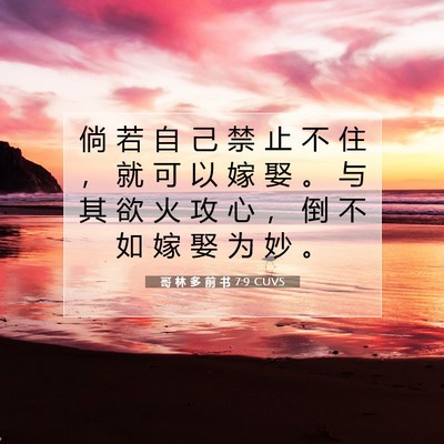 Picture 07 - 哥 林 多 前 书 7:9 CUVS - 倘 若 自 己 禁 止 不 住 ， 就 可 以 - Bible Verse Picture