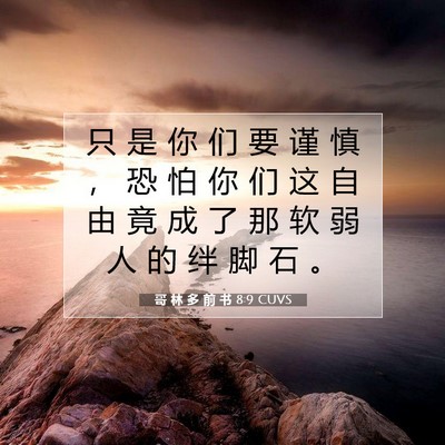 Picture 07 - 哥 林 多 前 书 8:9 CUVS - 只 是 你 们 要 谨 慎 ， 恐 怕 你 们 - Bible Verse Picture