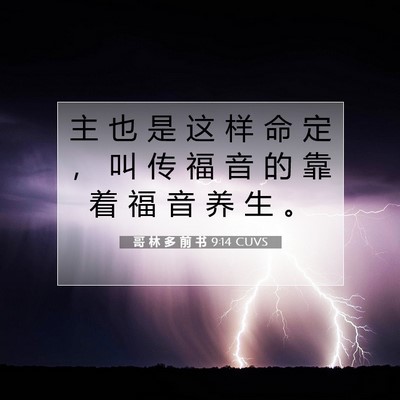 Picture 07 - 哥 林 多 前 书 9:14 CUVS - 主 也 是 这 样 命 定 ， 叫 传 福 音 - Bible Verse Picture