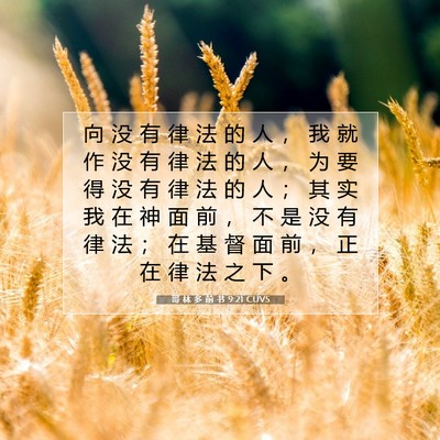 Picture 07 - 哥 林 多 前 书 9:21 CUVS - 向 没 有 律 法 的 人 ， 我 就 作 没 - Bible Verse Picture