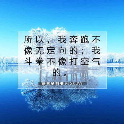 Picture 07 - 哥 林 多 前 书 9:26 CUVS - 所 以 ， 我 奔 跑 不 像 无 定 向 的 - Bible Verse Picture