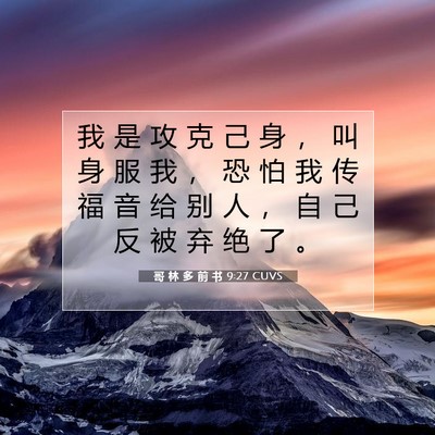 Picture 07 - 哥 林 多 前 书 9:27 CUVS - 我 是 攻 克 己 身 ， 叫 身 服 我 ， - Bible Verse Picture