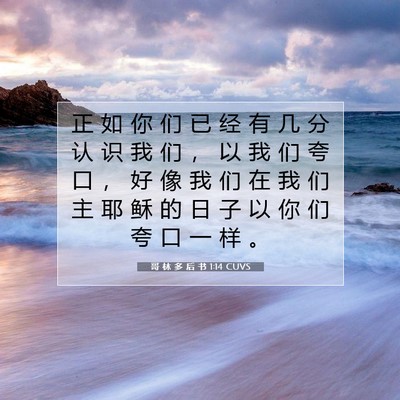 Picture 07 - 哥 林 多 后 书 1:14 CUVS - 正 如 你 们 已 经 有 几 分 认 识 我 - Bible Verse Picture