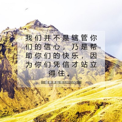 Picture 07 - 哥 林 多 后 书 1:24 CUVS - 我 们 并 不 是 辖 管 你 们 的 信 心 - Bible Verse Picture