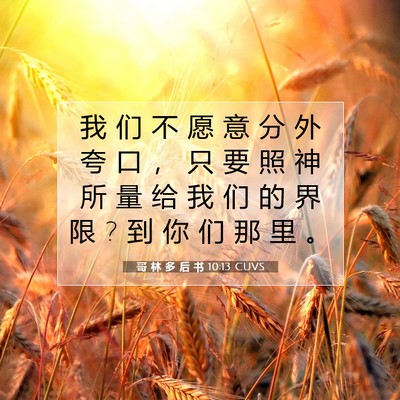 Picture 07 - 哥 林 多 后 书 10:13 CUVS - 我 们 不 愿 意 分 外 夸 口 ， 只 要 - Bible Verse Picture