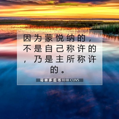 Picture 07 - 哥 林 多 后 书 10:18 CUVS - 因 为 蒙 悦 纳 的 ， 不 是 自 己 称 - Bible Verse Picture