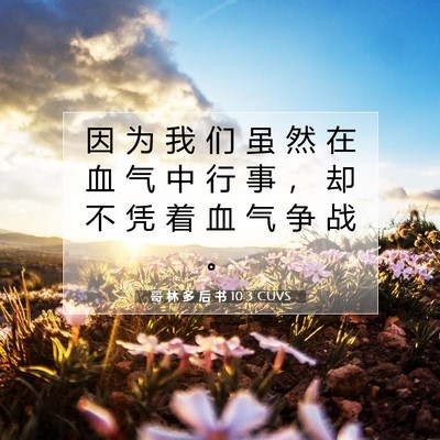 Picture 07 - 哥 林 多 后 书 10:3 CUVS - 因 为 我 们 虽 然 在 血 气 中 行 事 - Bible Verse Picture