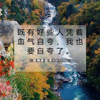 Picture 07 - 哥 林 多 后 书 11:18 CUVS - 既 有 好 些 人 凭 着 血 气 自 夸 ， - Bible Verse Picture