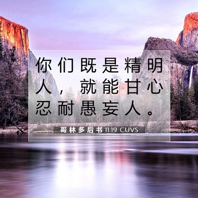 Picture 07 - 哥 林 多 后 书 11:19 CUVS - 你 们 既 是 精 明 人 ， 就 能 甘 心 - Bible Verse Picture