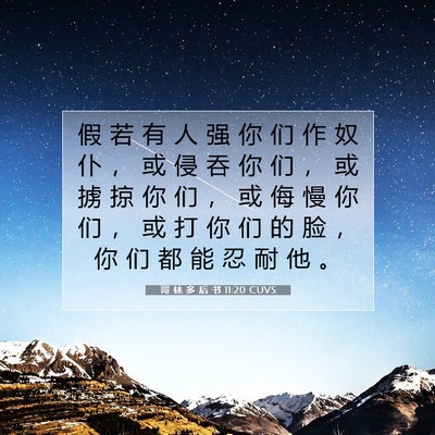 Picture 07 - 哥 林 多 后 书 11:20 CUVS - 假 若 有 人 强 你 们 作 奴 仆 ， 或 - Bible Verse Picture