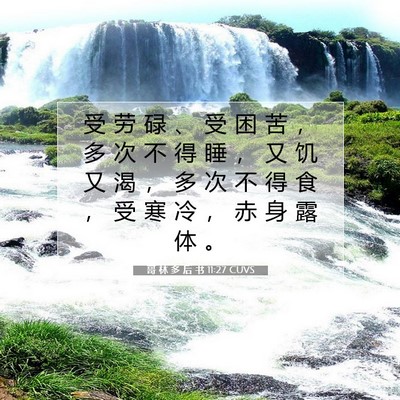 Picture 07 - 哥 林 多 后 书 11:27 CUVS - 受 劳 碌 、 受 困 苦 ， 多 次 不 得 - Bible Verse Picture