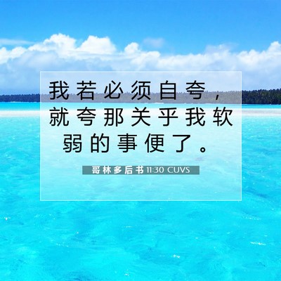 Picture 07 - 哥 林 多 后 书 11:30 CUVS - 我 若 必 须 自 夸 ， 就 夸 那 关 乎 - Bible Verse Picture