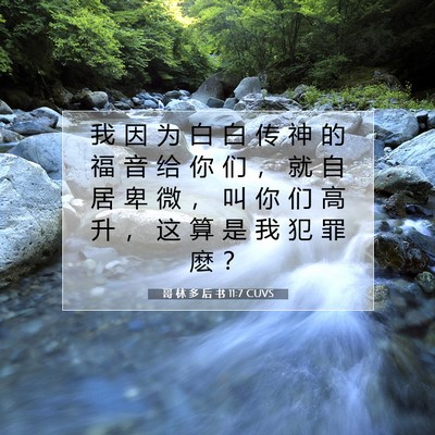 Picture 07 - 哥 林 多 后 书 11:7 CUVS - 我 因 为 白 白 传 神 的 福 音 给 你 - Bible Verse Picture