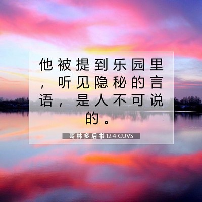 Picture 07 - 哥 林 多 后 书 12:4 CUVS - 他 被 提 到 乐 园 里 ， 听 见 隐 秘 - Bible Verse Picture