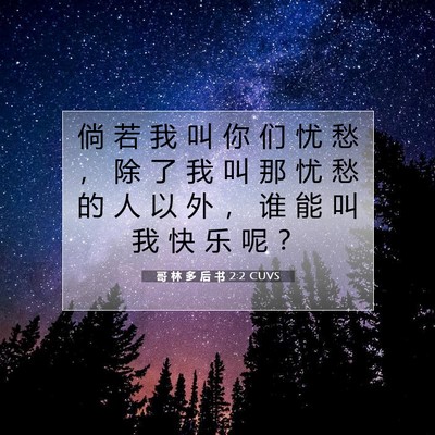 Picture 07 - 哥 林 多 后 书 2:2 CUVS - 倘 若 我 叫 你 们 忧 愁 ， 除 了 我 - Bible Verse Picture