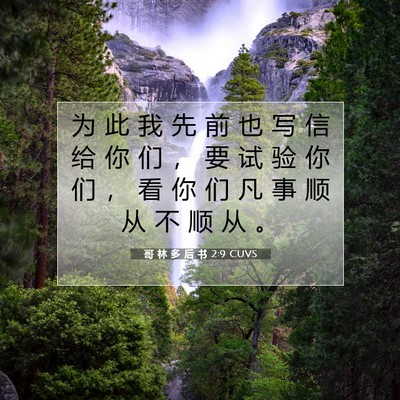 Picture 07 - 哥 林 多 后 书 2:9 CUVS - 为 此 我 先 前 也 写 信 给 你 们 ， - Bible Verse Picture