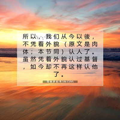 Picture 07 - 哥 林 多 后 书 5:16 CUVS - 所 以 ， 我 们 从 今 以 後 ， 不 凭 - Bible Verse Picture