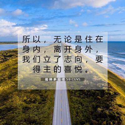 Picture 07 - 哥 林 多 后 书 5:9 CUVS - 所 以 ， 无 论 是 住 在 身 内 ， 离 - Bible Verse Picture