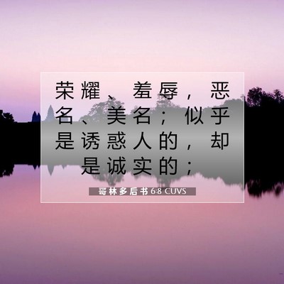 Picture 07 - 哥 林 多 后 书 6:8 CUVS - 荣 耀 、 羞 辱 ， 恶 名 、 美 名 ； - Bible Verse Picture