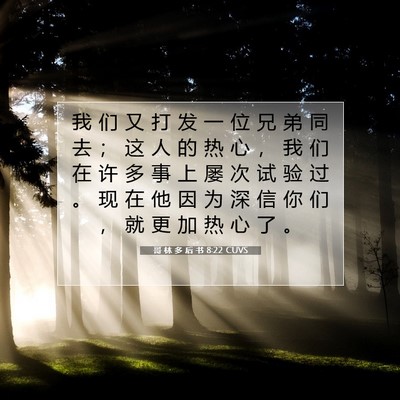 Picture 07 - 哥 林 多 后 书 8:22 CUVS - 我 们 又 打 发 一 位 兄 弟 同 去 ； - Bible Verse Picture