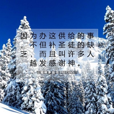 Picture 07 - 哥 林 多 后 书 9:12 CUVS - 因 为 办 这 供 给 的 事 ， 不 但 补 - Bible Verse Picture