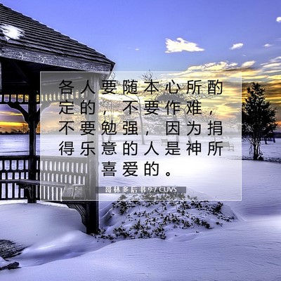 Picture 07 - 哥 林 多 后 书 9:7 CUVS - 各 人 要 随 本 心 所 酌 定 的 ， 不 - Bible Verse Picture