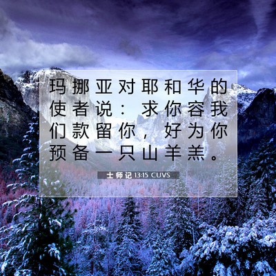Picture 07 - 士 师 记 13:15 CUVS - 玛 挪 亚 对 耶 和 华 的 使 者 说 ： - Bible Verse Picture