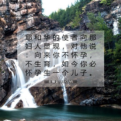 Picture 07 - 士 师 记 13:3 CUVS - 耶 和 华 的 使 者 向 那 妇 人 显 现 - Bible Verse Picture
