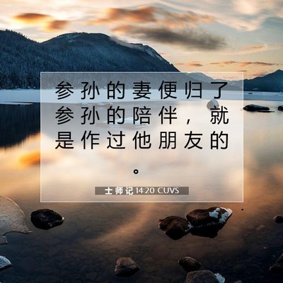 Picture 07 - 士 师 记 14:20 CUVS - 参 孙 的 妻 便 归 了 参 孙 的 陪 伴 - Bible Verse Picture