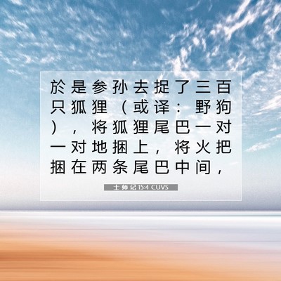 Picture 07 - 士 师 记 15:4 CUVS - 於 是 参 孙 去 捉 了 三 百 只 狐 狸 - Bible Verse Picture