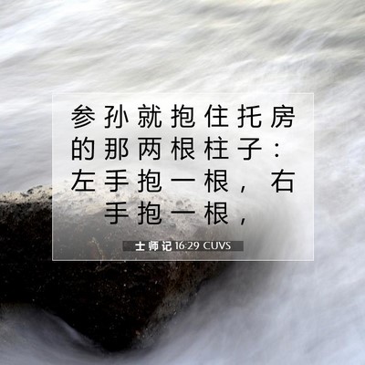 Picture 07 - 士 师 记 16:29 CUVS - 参 孙 就 抱 住 托 房 的 那 两 根 柱 - Bible Verse Picture