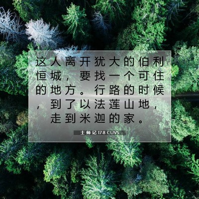 Picture 07 - 士 师 记 17:8 CUVS - 这 人 离 开 犹 大 的 伯 利 恒 城 ， - Bible Verse Picture