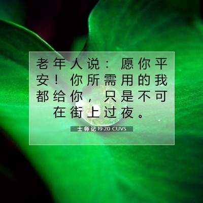 Picture 07 - 士 师 记 19:20 CUVS - 老 年 人 说 ： 愿 你 平 安 ！ 你 所 - Bible Verse Picture