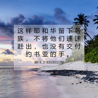 Picture 07 - 士 师 记 2:23 CUVS - 这 样 耶 和 华 留 下 各 族 ， 不 将 - Bible Verse Picture
