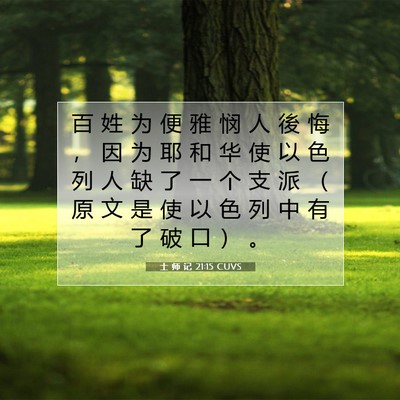 Picture 07 - 士 师 记 21:15 CUVS - 百 姓 为 便 雅 悯 人 後 悔 ， 因 为 - Bible Verse Picture