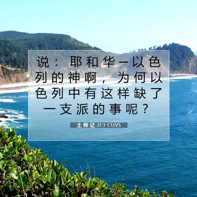 Picture 07 - 士 师 记 21:3 CUVS - 说 ： 耶 和 华 ─ 以 色 列 的 神 啊 - Bible Verse Picture