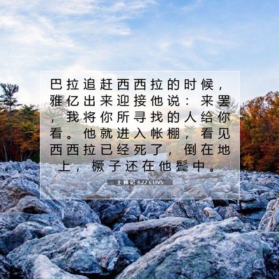 Picture 07 - 士 师 记 4:22 CUVS - 巴 拉 追 赶 西 西 拉 的 时 候 ， 雅 - Bible Verse Picture