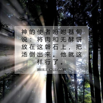 Picture 07 - 士 师 记 6:20 CUVS - 神 的 使 者 吩 咐 基 甸 说 ： 将 肉 - Bible Verse Picture