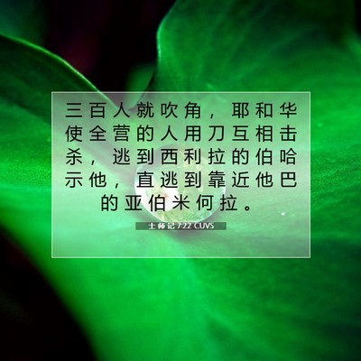 Picture 07 - 士 师 记 7:22 CUVS - 三 百 人 就 吹 角 ， 耶 和 华 使 全 - Bible Verse Picture