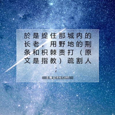 Picture 07 - 士 师 记 8:16 CUVS - 於 是 捉 住 那 城 内 的 长 老 ， 用 - Bible Verse Picture