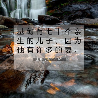 Picture 07 - 士 师 记 8:30 CUVS - 基 甸 有 七 十 个 亲 生 的 儿 子 ， - Bible Verse Picture