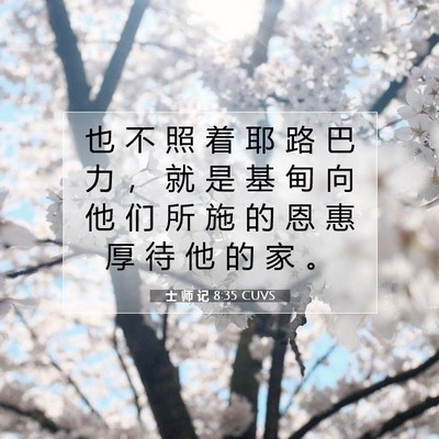 Picture 07 - 士 师 记 8:35 CUVS - 也 不 照 着 耶 路 巴 力 ， 就 是 基 - Bible Verse Picture