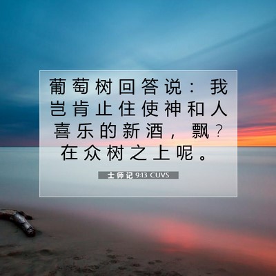 Picture 07 - 士 师 记 9:13 CUVS - 葡 萄 树 回 答 说 ： 我 岂 肯 止 住 - Bible Verse Picture